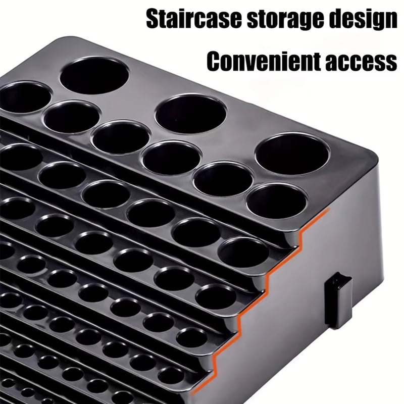 85 Hole Tool Bit Holder Storage Box, Mandrel Drill Bench Tool Holes Screwdriver Bit Holder Drill Storage Case,Black