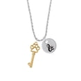 thumbnail image 2 of Delight Jewelry Goldtone Open Paw Key Silvertone Script Initial Disc - & - Charm Necklace, 20"+3", 2 of 4