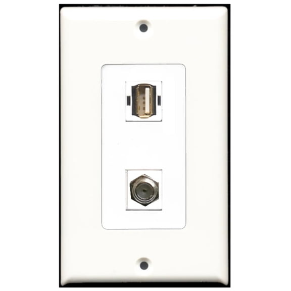 Ultra Spec Cables 1 Port Coax USB A/A 3.0 Wall Plate w/Female/Female Jacks