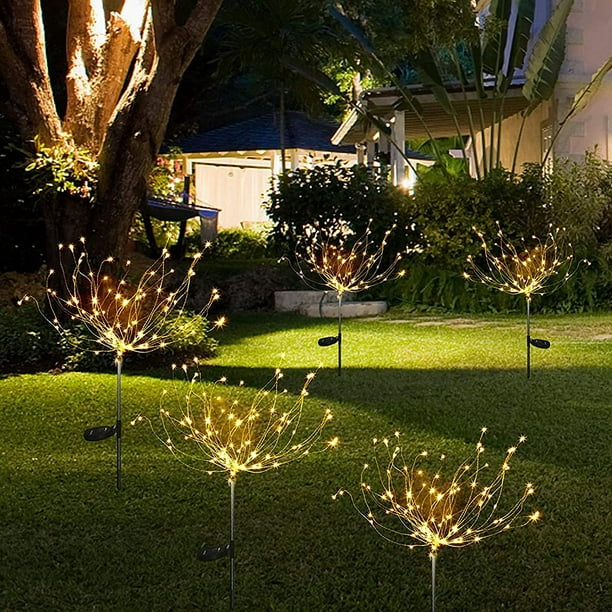 2 Pièces Décoration de jardin Feu d'artifice solaire - 120 LED