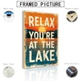 thumbnail image 3 of Lakeside leisure wall mural in canvas frame, "Relax by the Lake" poster, sunset lake view background painting, cozy lakeside cottage home decoration painting, 3 of 10