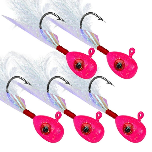 5pcs Jigs Fishing Lure Hook With Feather Soft Worm Hook 4g Lure