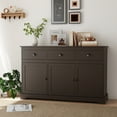 thumbnail image 4 of Gymax Buffet Moderne 53,5 Po Armoire de Rangement avec 3 Tiroirs 3 Portes Brun, 4 of 10