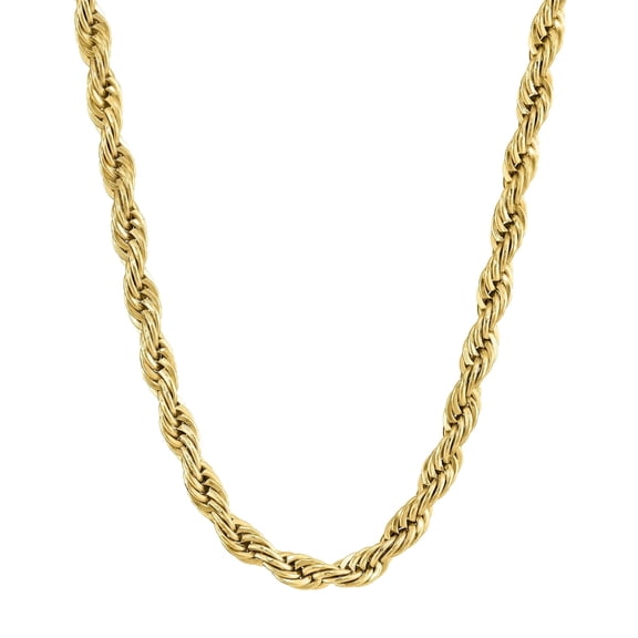 Metro Jewelry Gold Ion Plated Stainless Steel 3MM Rope Chain Necklace - 20 Inch