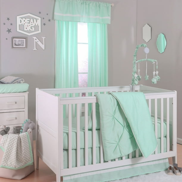 The Peanut Shell 3 Piece Baby Crib Bedding Set Mint Green