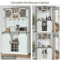 thumbnail image 5 of DreamCurship 72" Kitchen Pantry Storage Cabinet, Freestanding Cupboard Storage Buffet Hutch with Microwave Stand, Coffee Bar Cabinet with 9 Racks & 4 Row Wine Glass Holders, White, 5 of 7