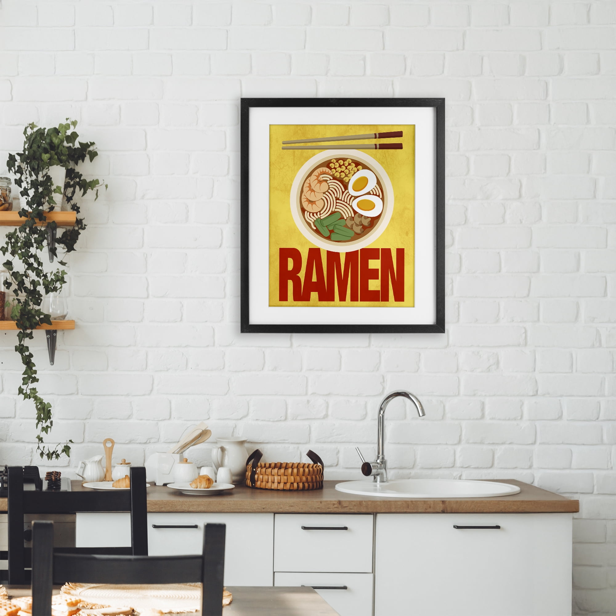Stupell Industries Bright Ramen & Chopsticks Black Framed Print Under Glass, design by Marcus Prime