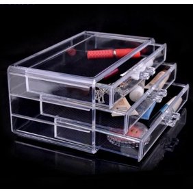 Cosmetic Box Three Drawer Clear Acrylic Crystal Cosmetic Organizer
