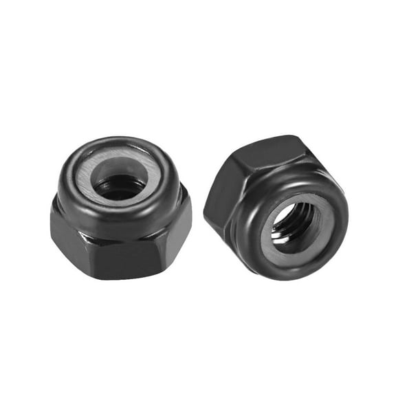 Hex Lock Nuts - M8 x 1.25mm Carbon Steel Nylon Insert Self-Locking Nuts for Fasteners, 20Pcs Black