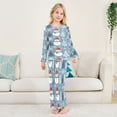 thumbnail image 5 of DIXRUYEE Fleece Pajama Set Loose Style Elastic Waist Pockets Frosty Snowman Cute Pattern, 5 of 7