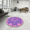 thumbnail image 4 of Ahgly Company Machine Washable Indoor Square Transitional Violet Purple Area Rugs, 4' Square, 4 of 7