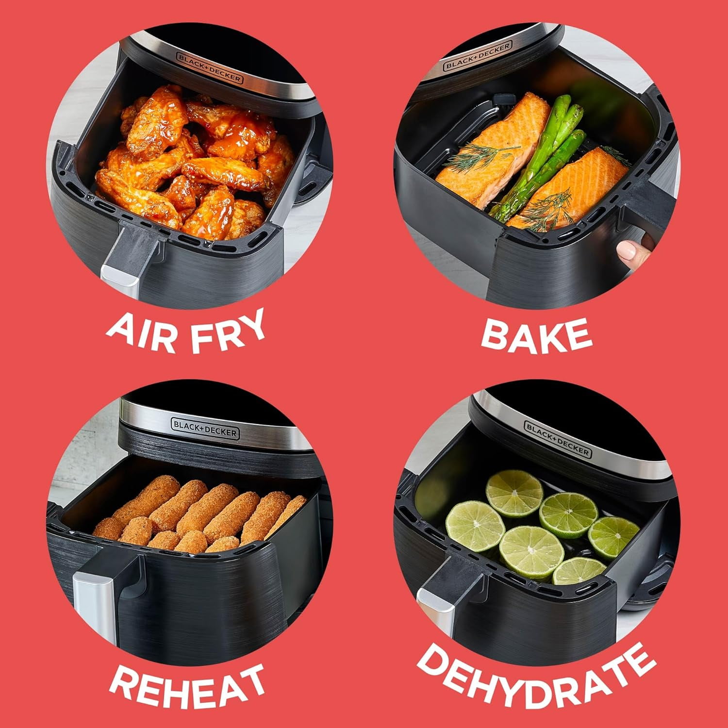 2QT Air Fryer, Crispy Deep Fried Taste without the Fat, Plus Bake, Dehydrate, and Keep Food Warm, Digital Touchscreen and Auto Shut-Off