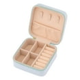 thumbnail image 3 of REGALWOVEN Travel Jewelry Box for Women Girls Birthday Gifts, Small Portable Velvet Jewelry Organizer Case for Earring Necklace Light Blue 4*4*2in, 3 of 7