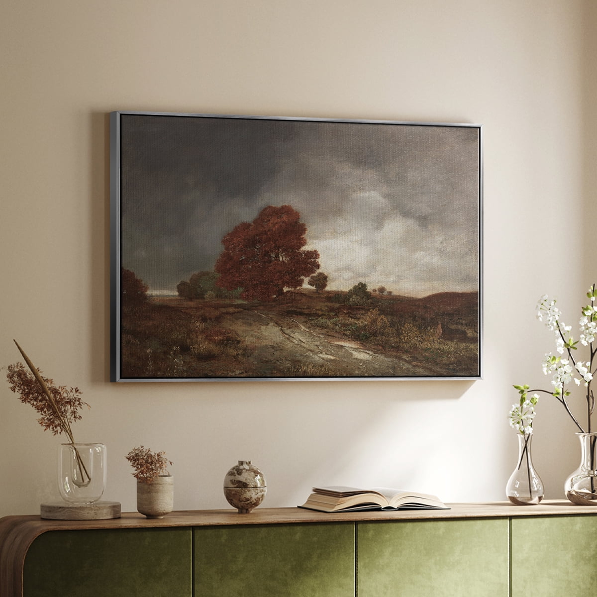 Vintage Landscape-CCCXIII By Wexford Home Framed in Silver Wood Gallery Wrapped Canvas 25 in. x 37 in.