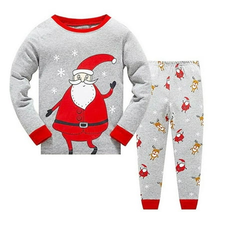

BULLPIANO Boys Girls Christmas Pajamas Sets Xmas Pajama For Kids Snug-Fit Long Sleeve Pjs Cotton Pants Set 1-7 Years