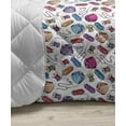 thumbnail image 3 of Purple Down Alternative Comforter, Graphical Stretched Numerous Abstract Chicory Flowers Continuous Pattern, Microfiber Quilt for All Season, 5 Sizes, White Violet Ceil Blue, by Ambesonne, 3 of 3