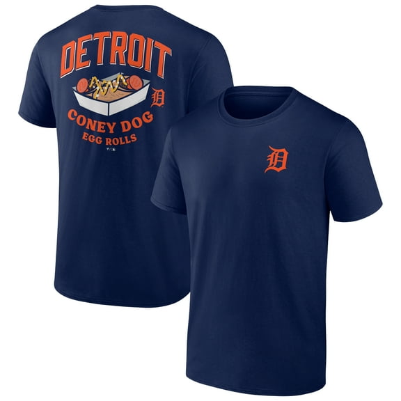 Men's Navy Detroit Tigers Coney Dog Egg Rolls T-Shirt
