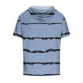 thumbnail image 4 of FAIWAD Men's Short Sleeve Hoodies Sweatshirt Striped Print Drawstring Athletic Lightweight Hoodies Tops, 4 of 4