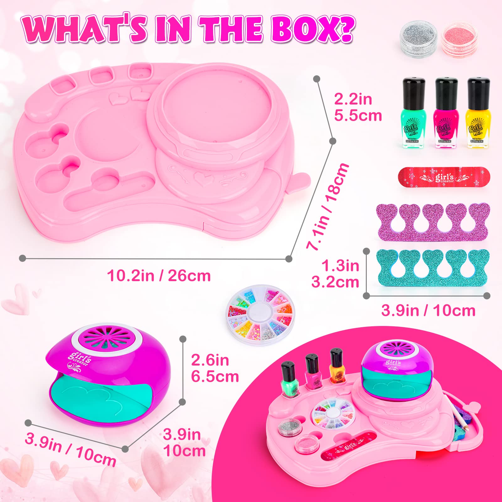 Kids Nail Varnish Arts Toy Set, Birthday & Holiday Gift for Girls Ages ...