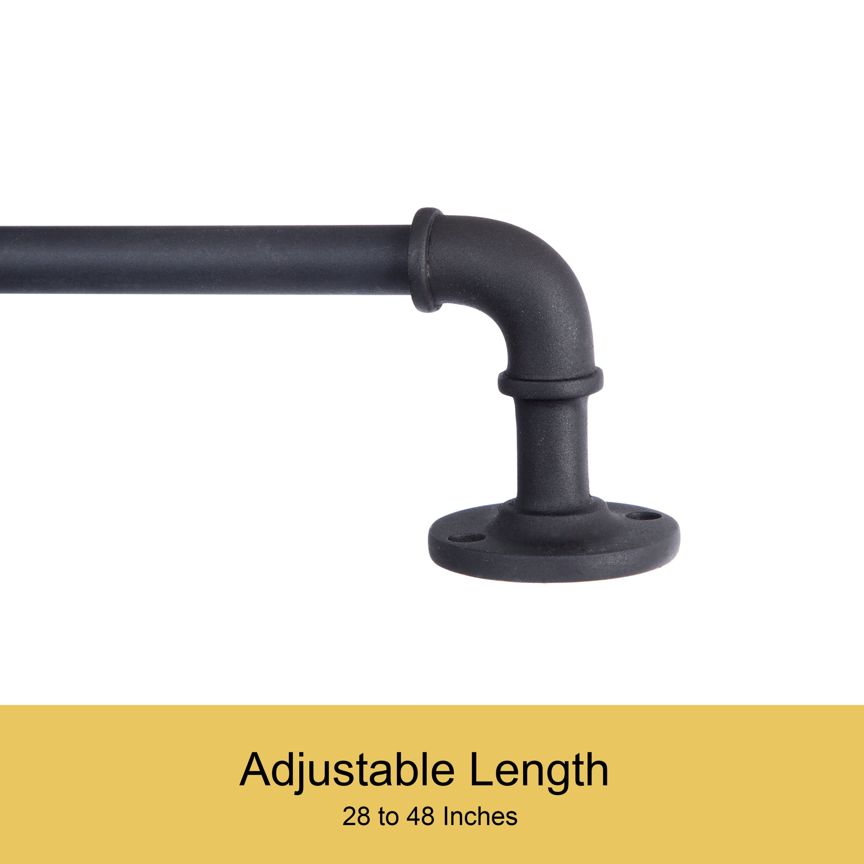 Kenney® Adler 5/8" Indoor/Outdoor Rust-Resistant Wrap Around Curtain Rod, 28-48", Black