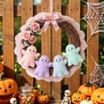 thumbnail image 6 of Halloween Ghost Wreath for Front Door, Cute Non-Scary Seasonal Home Decor, Handcrafted Cloth Wreath with Pastel Ghost Figurines for Indoor Outdoor Display, 6 of 9
