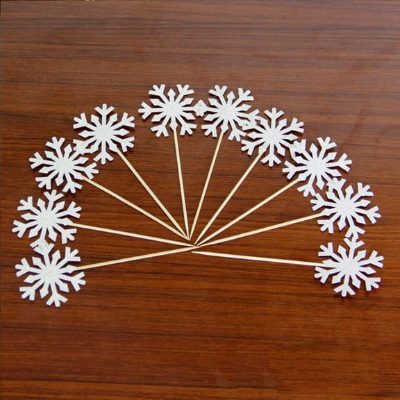 GOOHOCHY Silver Paper Snowflake Cake Toppers with Glitter Design for Christmas and Birthday Party Decorations 20pcs