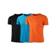 thumbnail image 2 of Aislor Kids Boys 3 Pack Athletic Performance T Shirt Basketball Training Shirts Moisture Wicking Tops Black&Blue&Orange 160/S, 2 of 3