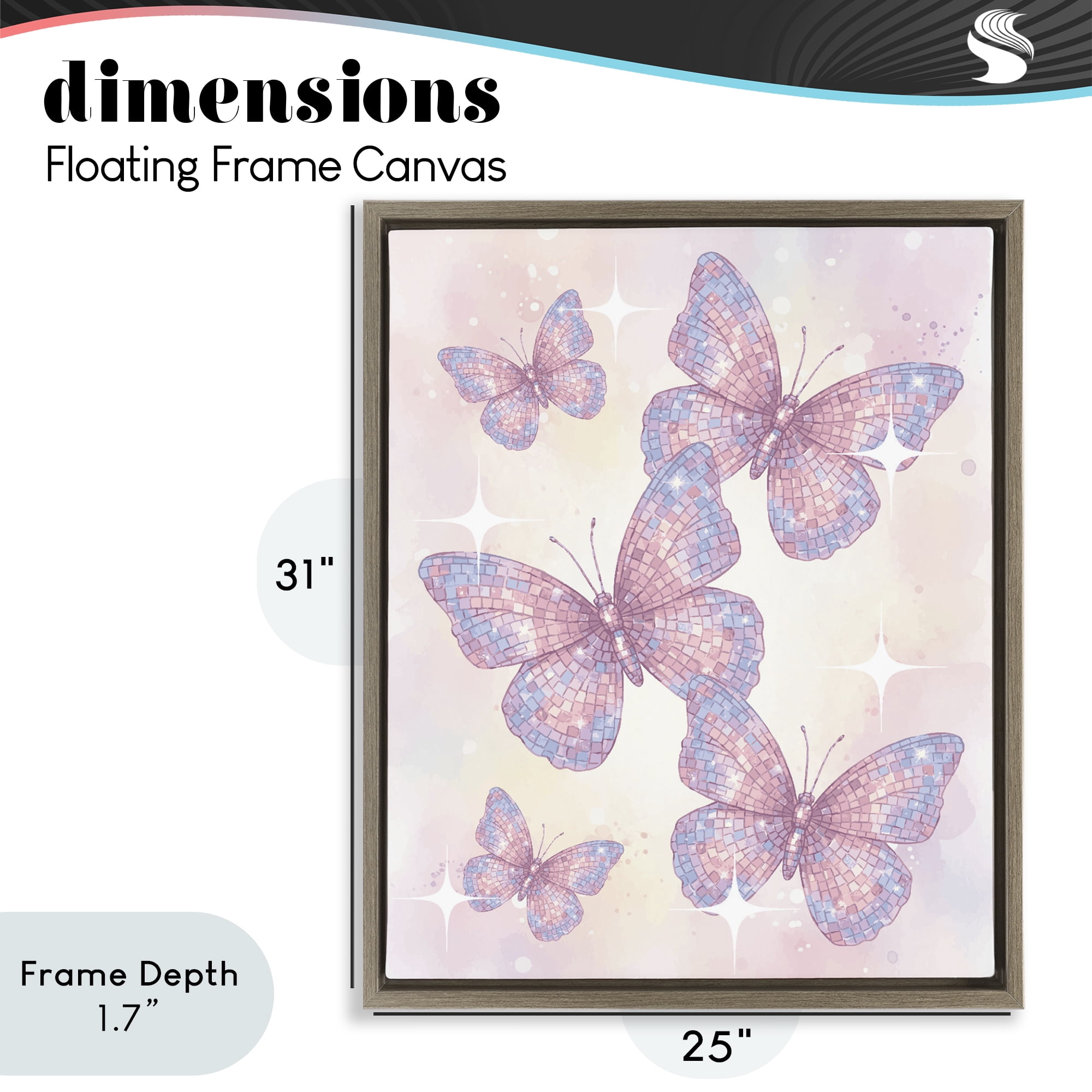 Stupell Industries Delicate Disco Butterfly Dance Brown Framed Floater Canvas Wall Art, design by Lil' Rue
