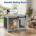 thumbnail image 4 of ELLEGNT Sliding Barn Door Dog Crate – Heavy Duty Metal Frame Wooden Kennel, 31.5" Decorative End Table for Small & Medium Dogs, Gray, 4 of 9