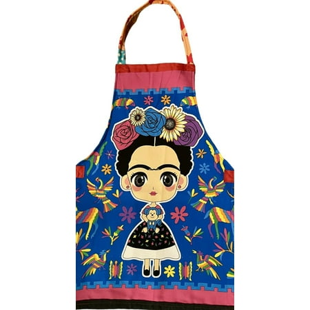 Mexican Pashmina Artist Frida Kahlo Blue Apron Pink Cute Monkey Holiday Gift New