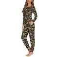 thumbnail image 2 of FOR U DESIGNS Flower Roosters Pajamas for Women Set Long Sleeve Pants with Pockets 2 Piece Size 3XL Sleepwear Long Crew Neck Tops for Women Jogger Loungewear Fall, 2 of 6