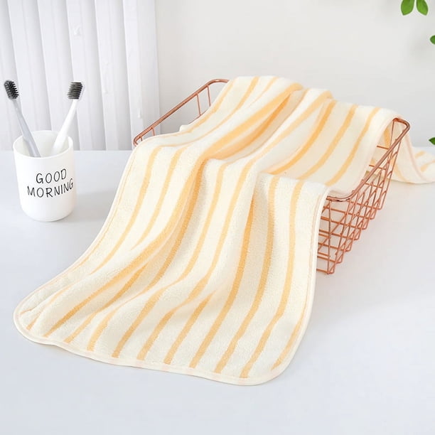 Nvzi Toallas de 3 piezas, 13,78 x 29,53 pulgadas, toalla de rayas verticales de vellón coral, livianas, toallas de secado rápido para su baño (amarillo)