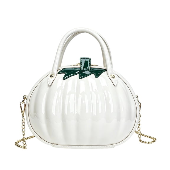HAYIMI Women Pumpkin Handbag Stylish Glossy Removable Chain Strap Handle Crossbody Purse Halloween Party Shoulder Bag