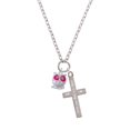 thumbnail image 2 of Delight Jewelry Silvertone Owl with Hot Pink & Lime Green Crystal Eyes I Set You Apart Engraved Cross Zoey Necklace, 28", 2 of 4