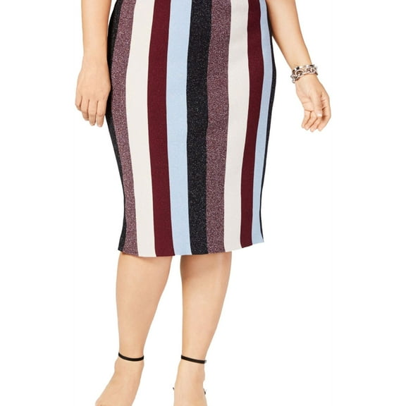 I.N.C Womens Lurex Pencil Skirt, Multicoloured, Plus Size, 3X