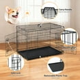 thumbnail image 5 of CL.HPAHKL Small Wire Dog Crate, Folding Metal Dog Kennel Double Door Dog Cage with Plastic Tray, Puppy Crate for Small Dog Indoor Outdoor Travel (Black, 24 inch), 5 of 7