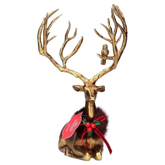 Resin Standing Deer Christmas Decoration, Gold, 14.5", by Holiday Time