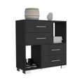 Black Dresser with Metal Handles 4 Drawers and 2 Shelves, Space