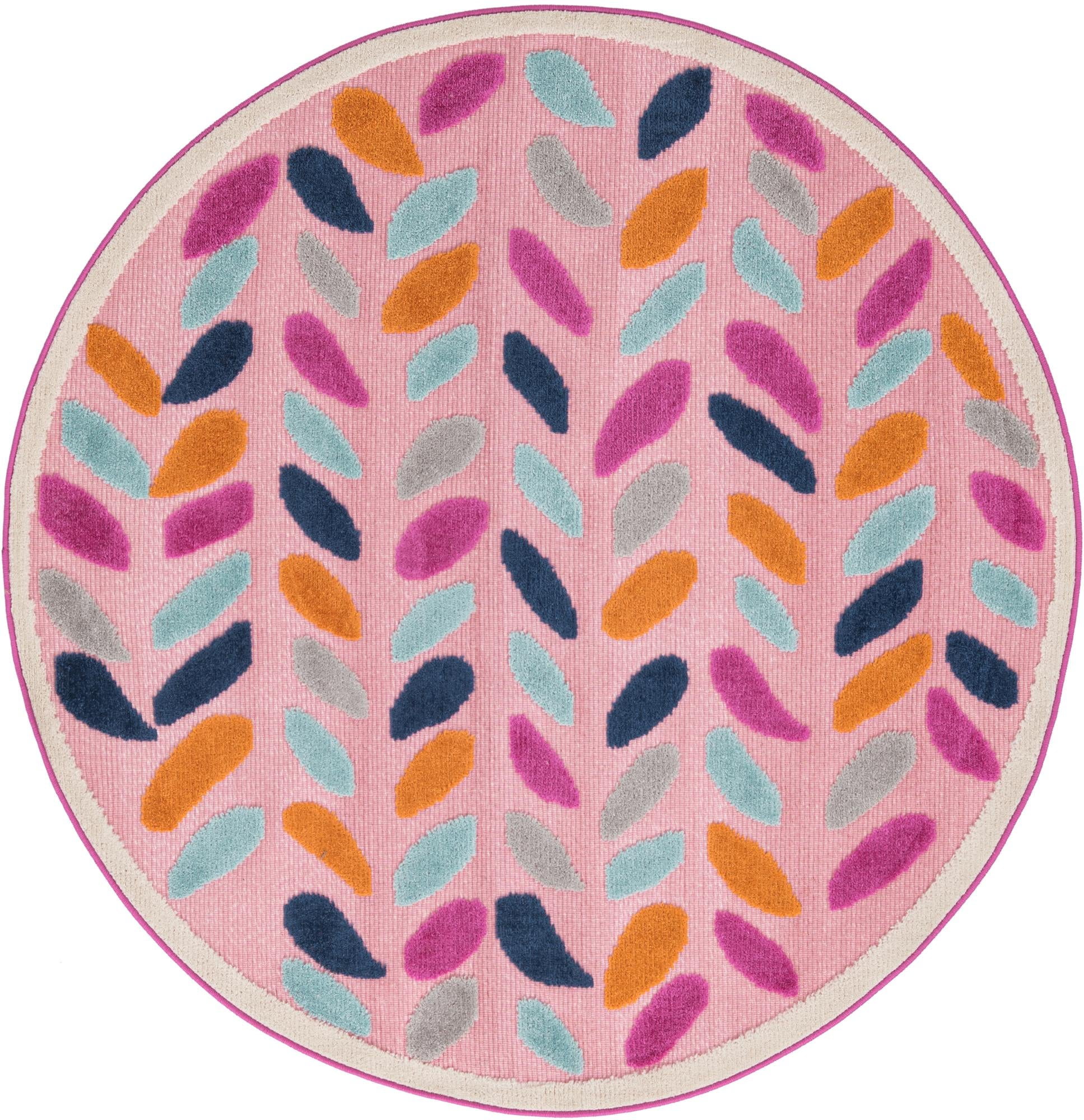 Aruba Outdoor Collection Rug 5 Ft Round Pink LowPile Rug