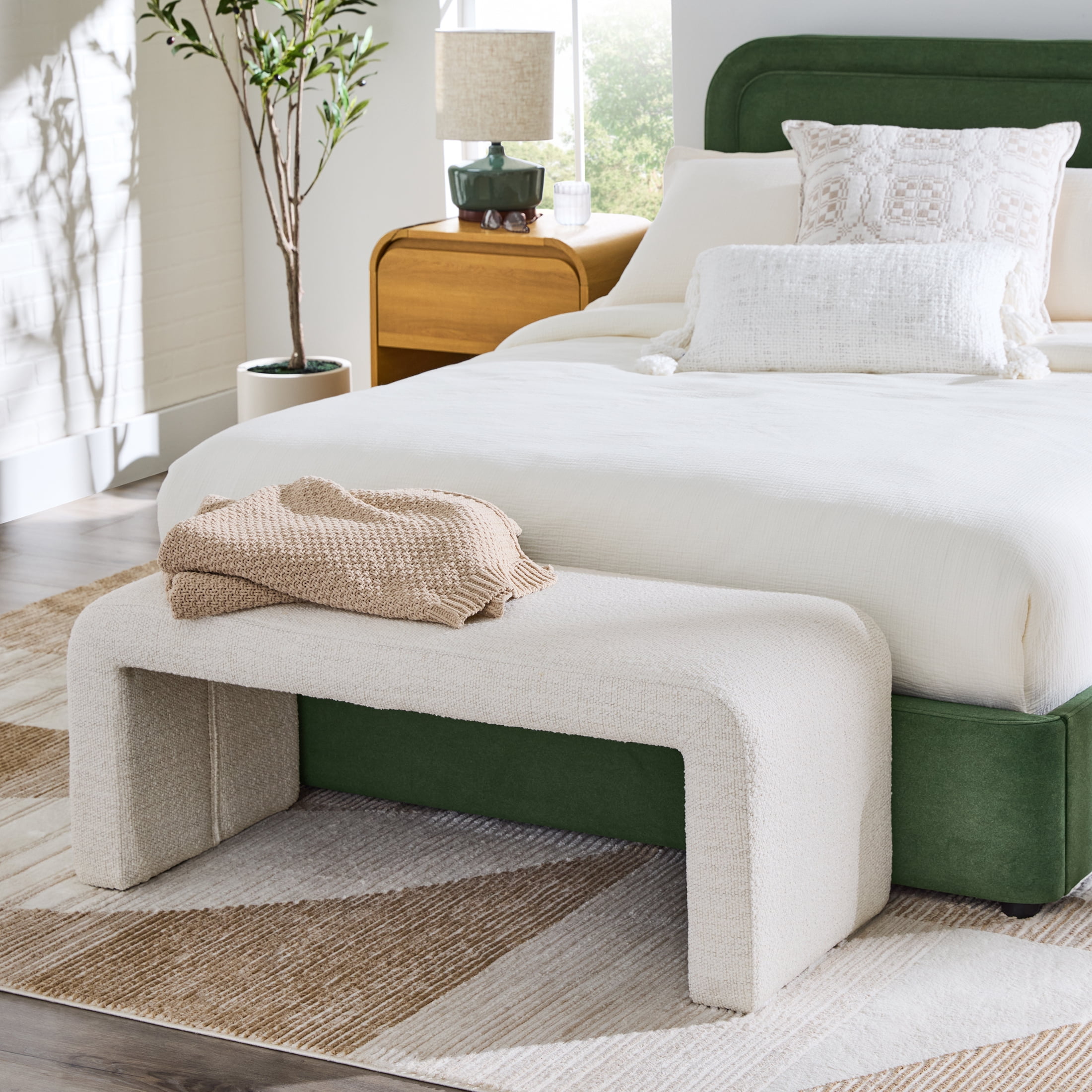 Better Homes & Gardens Juliet Boucle Waterfall Bench, Ivory