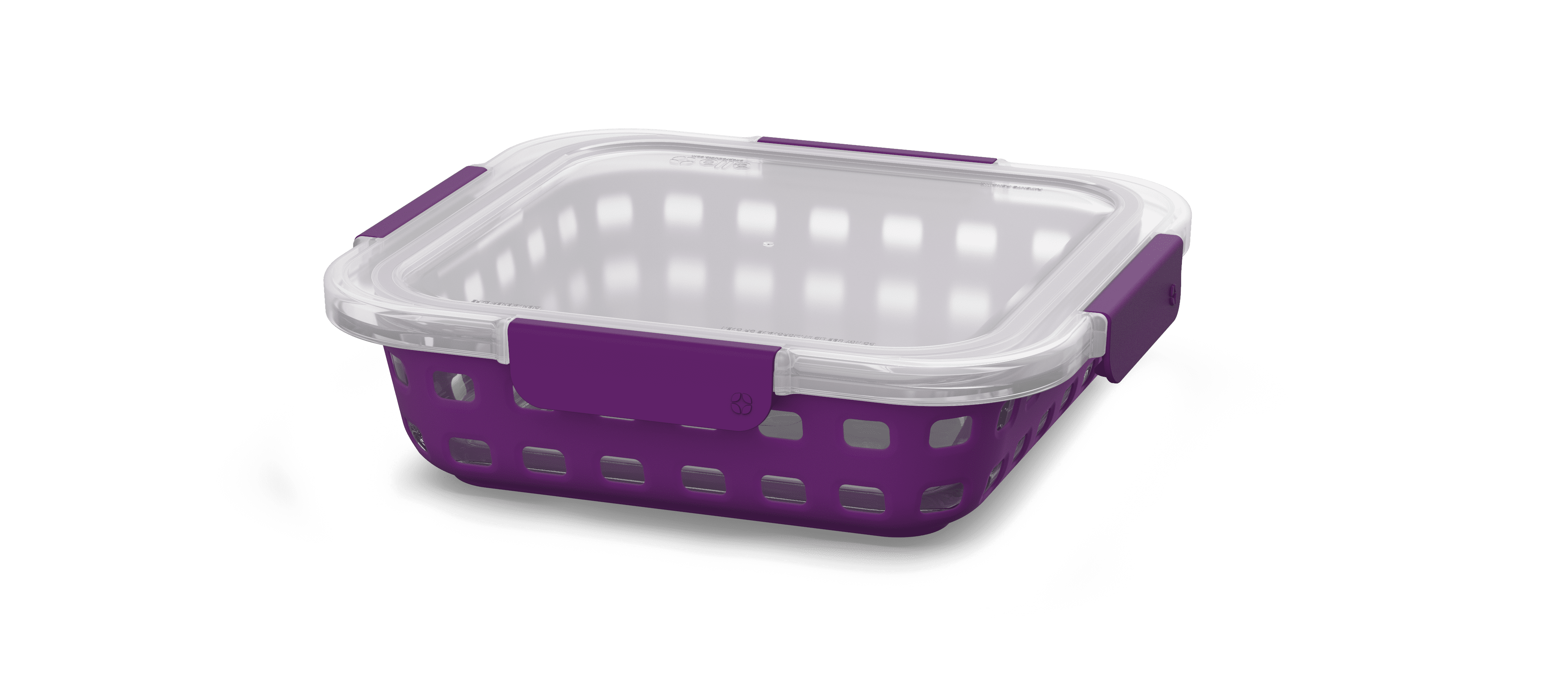 Ello Glass 2 Qt 8x8 Plum Purple Duraglass Baking Dish with Oven Safe Silicone Sleeve