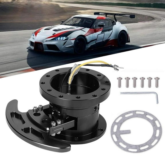Black Tilt Flipped Racing Steering Wheel Quick Release Hub Kit Removable Adapter