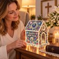 thumbnail image 5 of DIY Light Up Diamond Art Acrylic Cottage, 5D Gem Painting House Ornament with LED Light, Holiday Handmade Craft Decor for Tabletop & Christmas Tree, 5 of 5