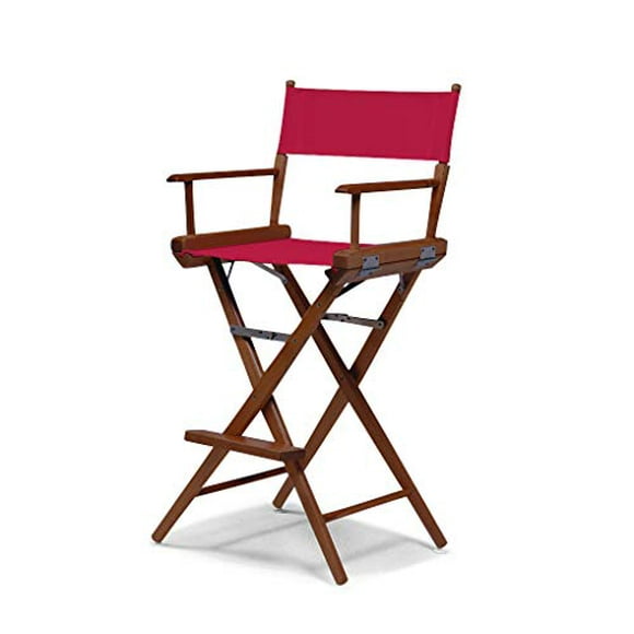 Telescope Casual Chaise de Réalisateur Hauteur Bar Célèbre Mondiale, Vert Forêt avec Cadre en Noyer