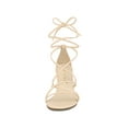 thumbnail image 6 of BLISSFUL STEP Women's Sandals Wedge Heels Strappy Lace up Sandals, 6 of 7