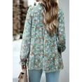 thumbnail image 5 of Ruffle Neck Floral Print Long Sleeve Tiered Blouse for Women Green Large, 5 of 5