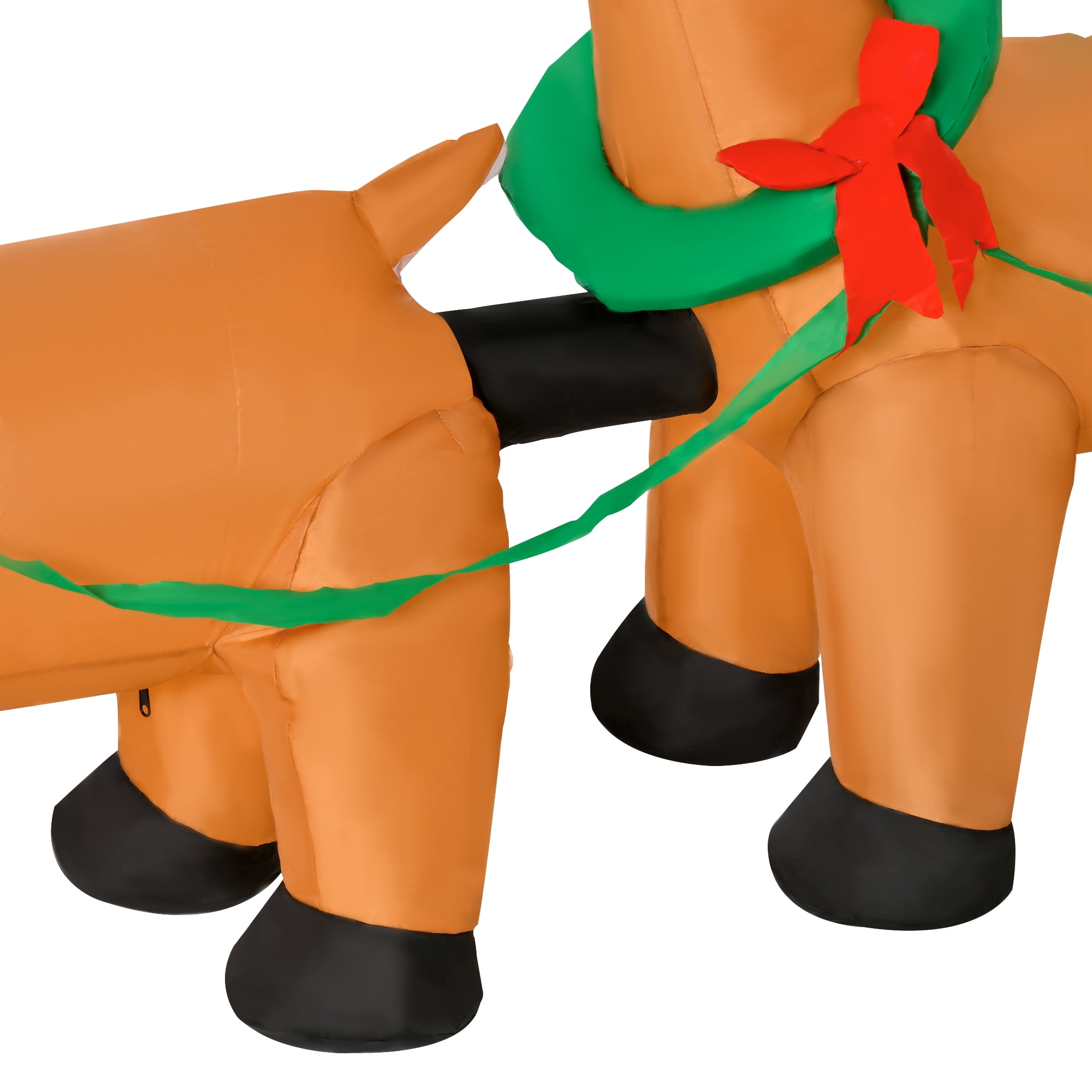 Christmas Inflatable Santa Claus with Sleigh and Reindeer, Outdoor Yard Decoration with LED Lights, Yellow, 94.5 in x 22.5 in x 44 in