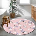 thumbnail image 3 of Easter Bunny Round Area Rug 3Ft Washable Small Circle Rugs for Kitchen Entryway, Spring Purple Flower Rustic Rabbit Pink Non-Slip Carpet Floor Mats Indoor Outdoor Carpet Runner Aesthetic Home Decor, 3 of 8