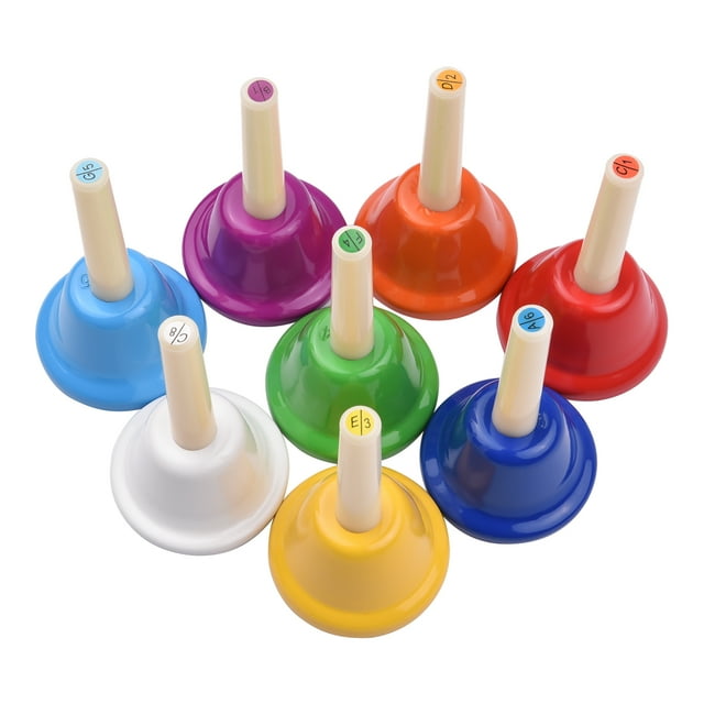 ammoon 8 Pcs Cloches Colorées 8 Notes Métalliques Ensemble Cloches Jouet Instrument de Percussion pour Enfants