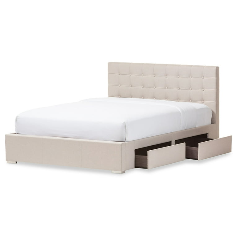 Baxton Studio Rene Modern and Contemporary King Size Grey Fabric 4-drawer Storage Platform Bed Baxton Studio Rene Modern and Contemporary King Size Grey Fabric 4-drawer Storage Platform Bed